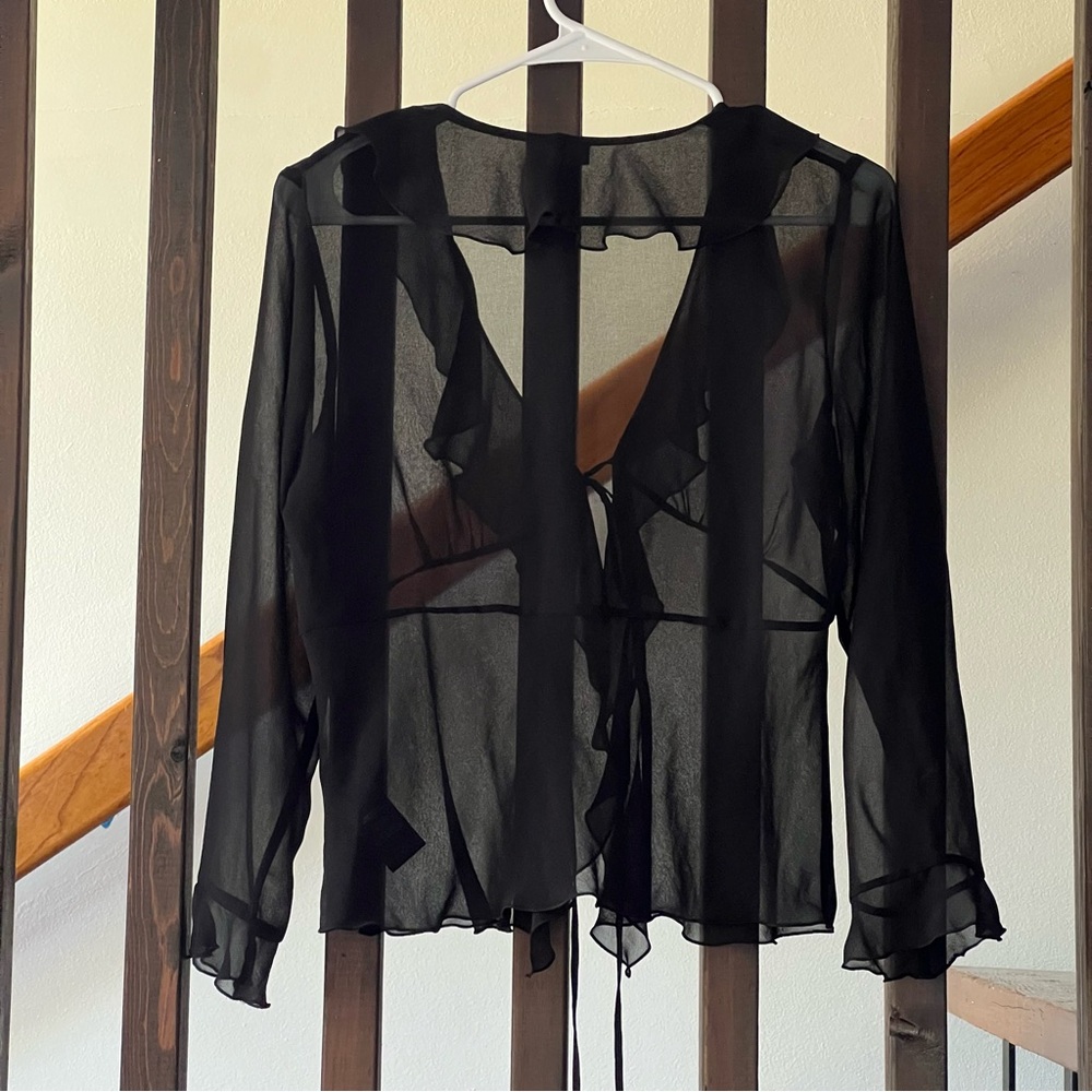 Aritzia Black Sheer Blouse